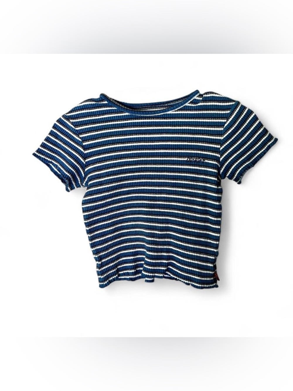 Dickies Navy and Light Blue Striped Short Sleeve Tee